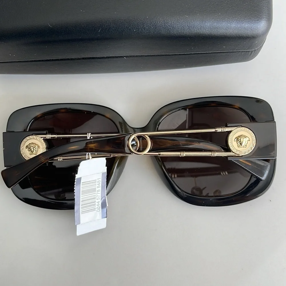 VERSACE Havana 54mm Square Sunglasses
